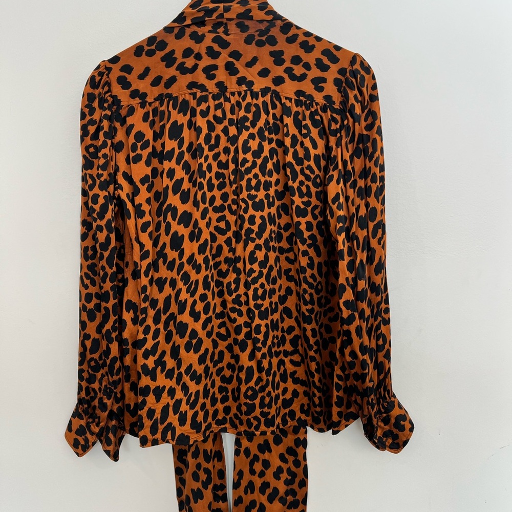 Saint Laurent Animal Print Blouse with Bow - Picture 2 of 6